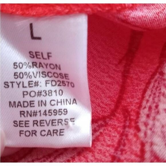 DRESS FORUM RED FLORAL TIE FRONT DRESS SZ.L EUC. - Picture 7 of 8